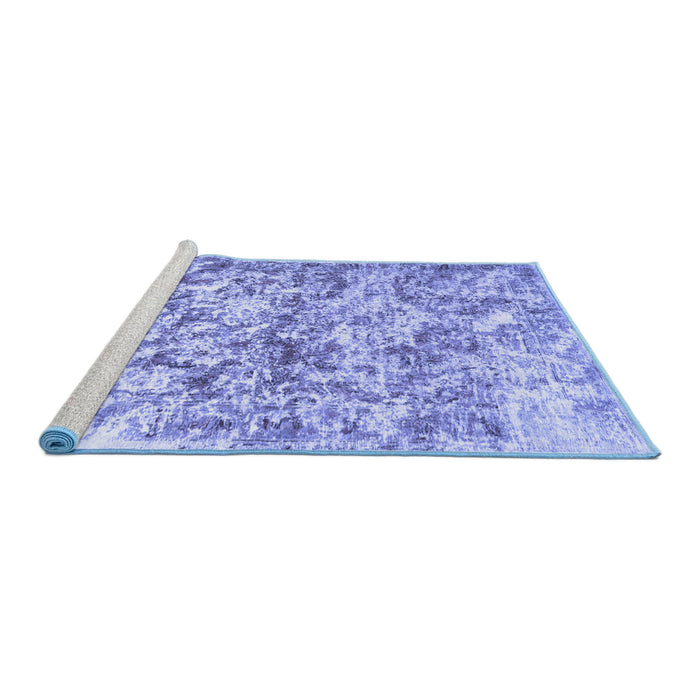 Sideview of Machine Washable Abstract Blue Contemporary Rug, wshcon1194blu
