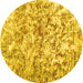 Round Abstract Yellow Contemporary Rug, con1194yw