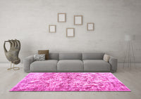 Machine Washable Abstract Pink Contemporary Rug, wshcon1194pnk