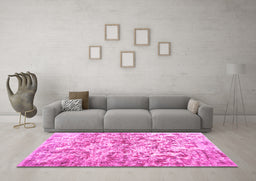 Machine Washable Abstract Pink Contemporary Rug in a Living Room, wshcon1194pnk