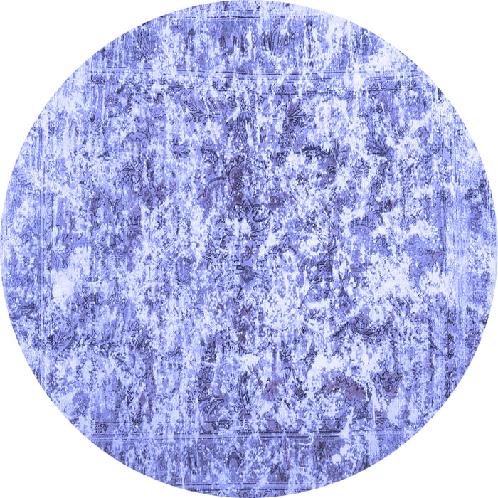 Round Machine Washable Abstract Blue Contemporary Rug, wshcon1194blu