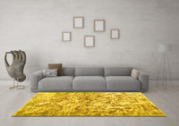Machine Washable Abstract Yellow Contemporary Rug, wshcon1194yw