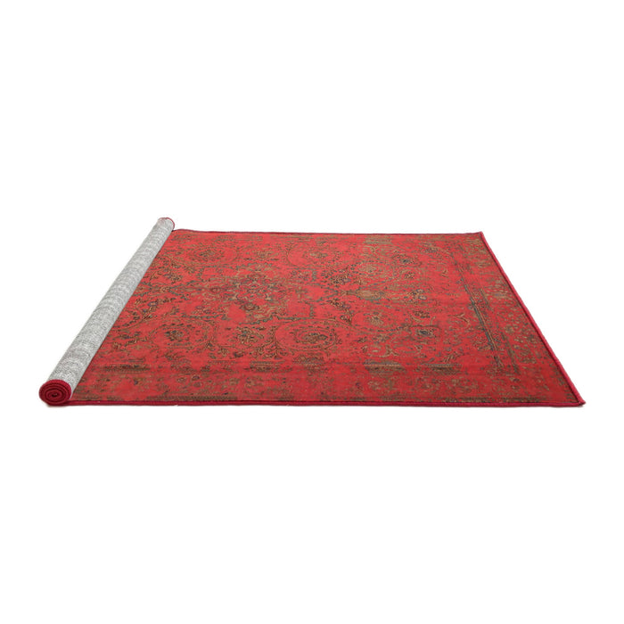 Serging Thickness of Machine Washable Contemporary Red Rug, wshcon1195