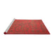 Serging Thickness of Machine Washable Contemporary Red Rug, wshcon1195