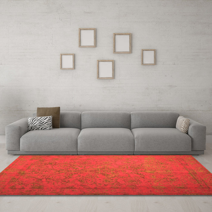 Machine Washable Persian Orange Bohemian Area Rugs in a Living Room, wshcon1195org