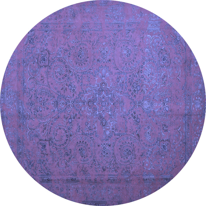 Round Machine Washable Persian Blue Bohemian Rug, wshcon1195blu