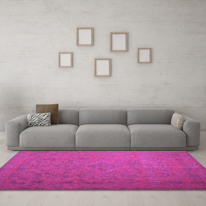 Machine Washable Persian Purple Bohemian Area Rugs in a Living Room, wshcon1195pur