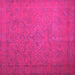 Square Machine Washable Persian Pink Bohemian Rug, wshcon1195pnk