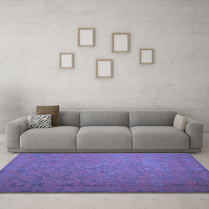 Machine Washable Persian Blue Bohemian Rug in a Living Room, wshcon1195blu