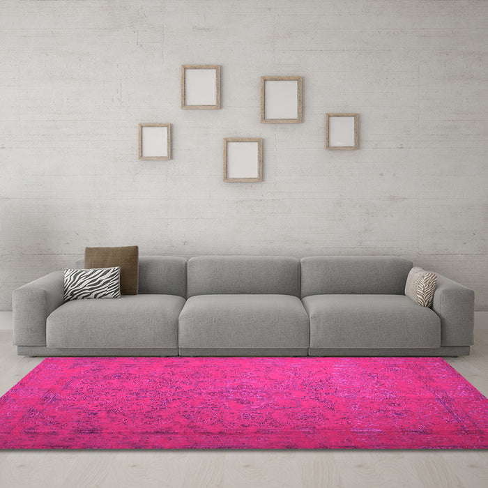 Machine Washable Persian Pink Bohemian Rug in a Living Room, wshcon1195pnk