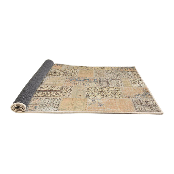 Thickness of Contemporary Camel Brown Patchwork Rug, con1196