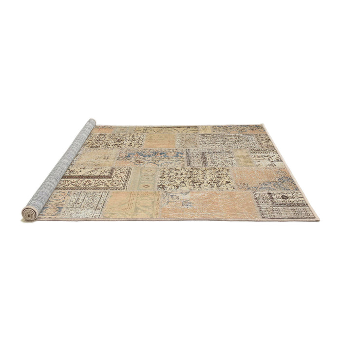 Serging Thickness of Machine Washable Contemporary Camel Brown Rug, wshcon1196