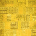 Square Machine Washable Patchwork Yellow Transitional Rug, wshcon1196yw