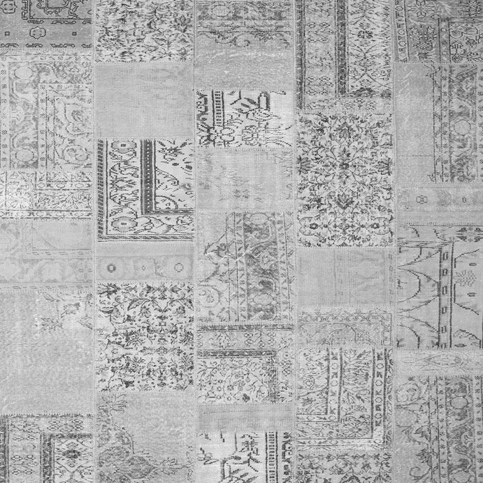 Round Machine Washable Patchwork Gray Transitional Rug, wshcon1196gry