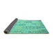 Sideview of Patchwork Turquoise Transitional Rug, con1196turq