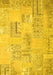 Machine Washable Patchwork Yellow Transitional Rug, wshcon1196yw