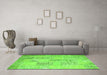 Machine Washable Patchwork Green Transitional Area Rugs in a Living Room,, wshcon1196grn