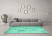 Machine Washable Patchwork Turquoise Transitional Area Rugs in a Living Room,, wshcon1196turq