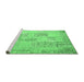 Sideview of Machine Washable Patchwork Emerald Green Transitional Area Rugs, wshcon1196emgrn