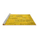 Sideview of Machine Washable Patchwork Yellow Transitional Rug, wshcon1196yw