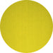 Round Machine Washable Abstract Yellow Contemporary Rug, wshcon1197yw