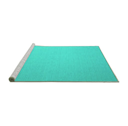 Sideview of Machine Washable Abstract Turquoise Contemporary Area Rugs, wshcon1197turq