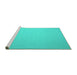 Sideview of Machine Washable Abstract Turquoise Contemporary Area Rugs, wshcon1197turq