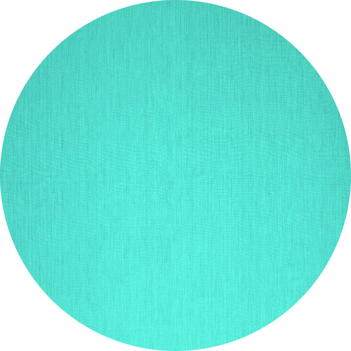 Round Abstract Turquoise Contemporary Rug, con1197turq