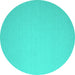 Round Abstract Turquoise Contemporary Rug, con1197turq