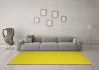 Machine Washable Abstract Yellow Contemporary Rug, wshcon1197yw