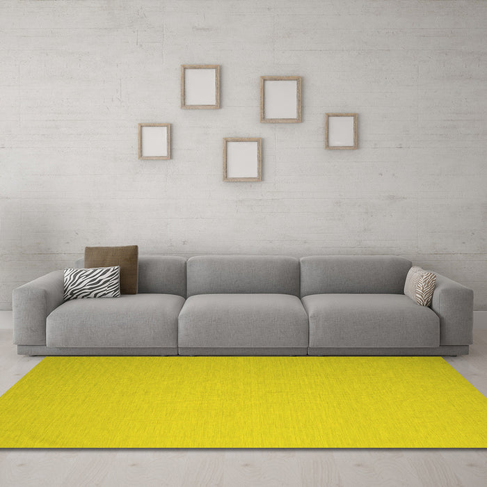 Machine Washable Abstract Yellow Contemporary Rug in a Living Room, wshcon1197yw