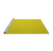 Sideview of Machine Washable Abstract Yellow Contemporary Rug, wshcon1197yw