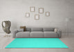 Machine Washable Abstract Turquoise Contemporary Area Rugs in a Living Room,, wshcon1197turq