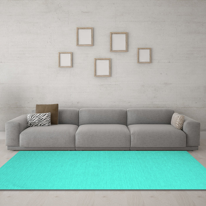 Machine Washable Abstract Turquoise Contemporary Area Rugs in a Living Room,, wshcon1197turq