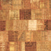 Square Machine Washable Patchwork Brown Transitional Rug, wshcon1198brn