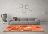 Machine Washable Patchwork Orange Transitional Rug, wshcon1198org