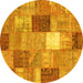 Round Patchwork Yellow Transitional Rug, con1198yw