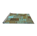 Sideview of Machine Washable Patchwork Light Blue Transitional Rug, wshcon1198lblu