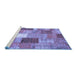 Sideview of Machine Washable Patchwork Blue Transitional Rug, wshcon1198blu