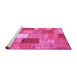 Sideview of Machine Washable Patchwork Pink Transitional Rug, wshcon1198pnk