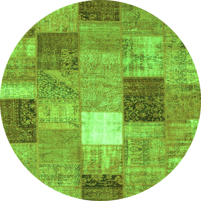 Square Patchwork Green Transitional Rug, con1198grn