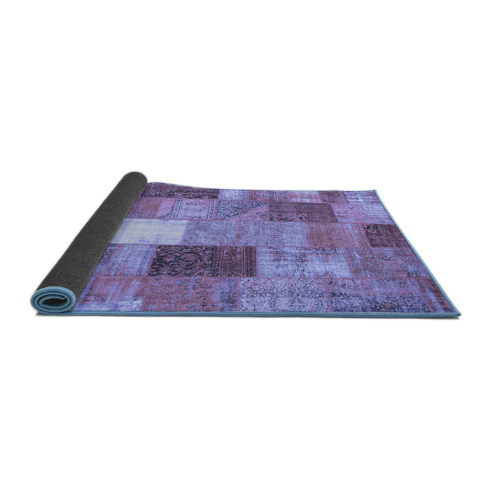 Sideview of Patchwork Blue Transitional Rug, con1198blu