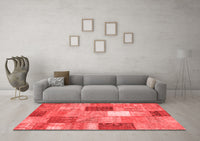 Machine Washable Patchwork Red Transitional Rug, wshcon1198red