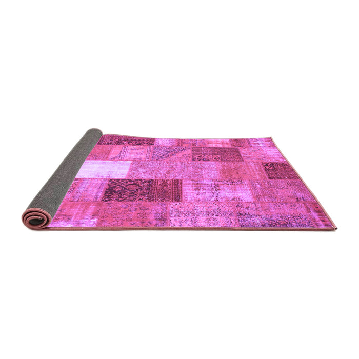 Sideview of Patchwork Purple Transitional Rug, con1198pur