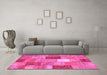 Machine Washable Patchwork Pink Transitional Rug in a Living Room, wshcon1198pnk