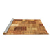 Sideview of Machine Washable Patchwork Brown Transitional Rug, wshcon1198brn