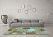 Machine Washable Patchwork Light Blue Transitional Rug in a Living Room, wshcon1198lblu