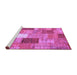Sideview of Machine Washable Patchwork Purple Transitional Area Rugs, wshcon1198pur