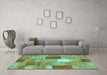 Machine Washable Patchwork Turquoise Transitional Area Rugs in a Living Room,, wshcon1198turq