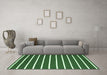 Machine Washable Abstract Emerald Green Contemporary Area Rugs in a Living Room,, wshcon1199emgrn